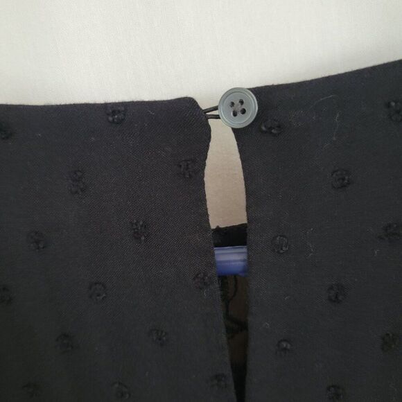 Loft Black Blouse Lace Yoke long sleeves Large Rayon Polyester keyhole EUC - Picture 9 of 12